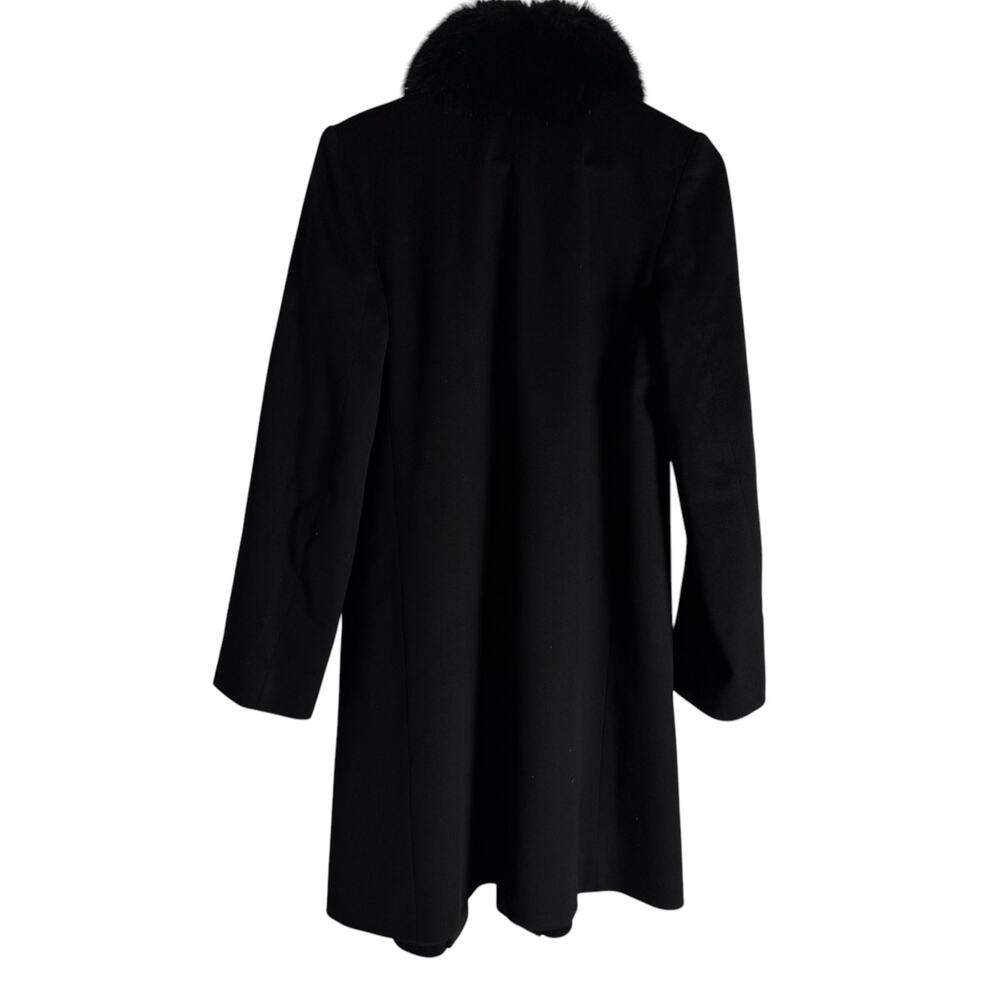 Fleurette Loro Piana Italian Wool Black Fox Fur Trim Collar Coat Size 10 - Picture 11 of 16